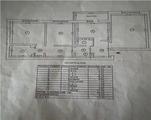 Apartament 3 camere decomandat, 71,35 mp, 2 băi, etaj 3/4 – Nicolina 1, Str. Orientului