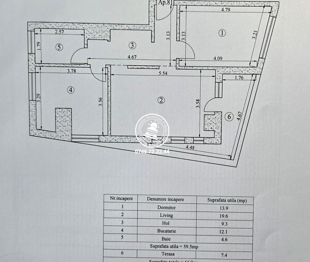 Apartament cu 2 camere de vanzare in Tatarasi
