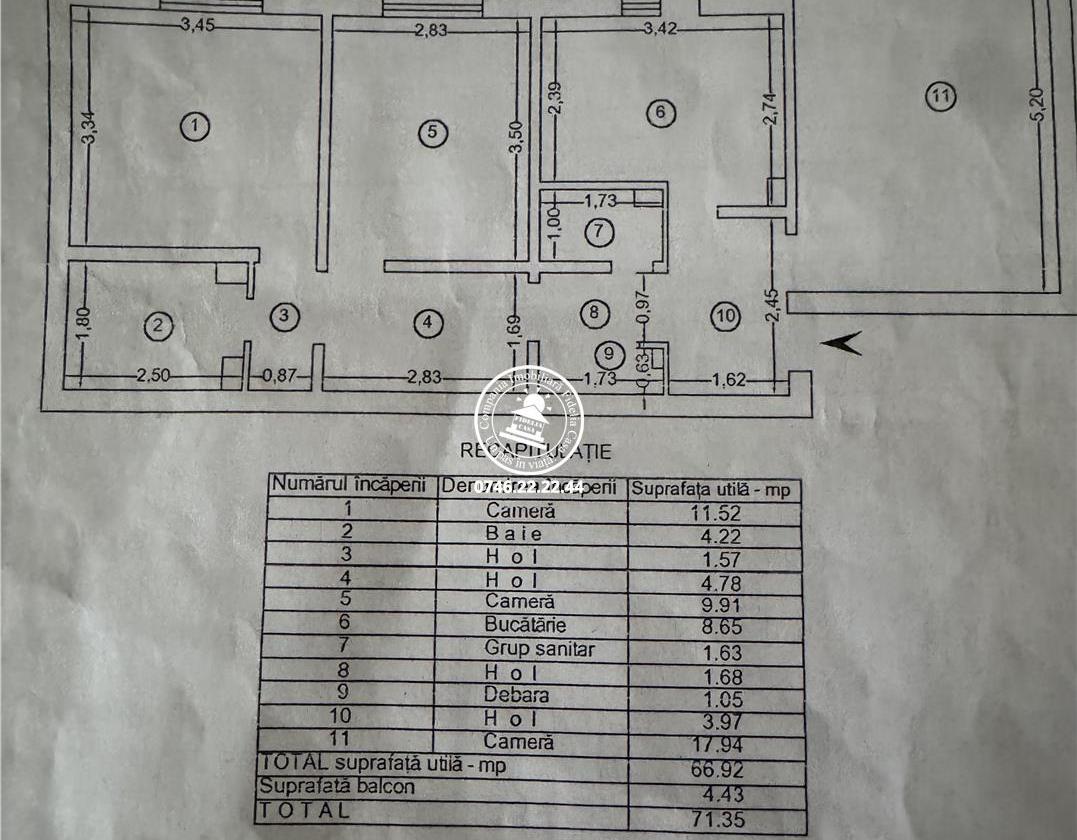 Apartament 3 camere decomandat 7135 mp 2 băi etaj 3/4 – Nicolina 1 Str. Orientului